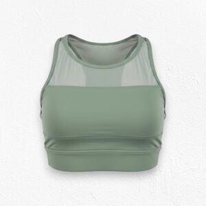 Zyia Active All-Star Sports Bra Sage Green Mesh Back Racerback Size Medium